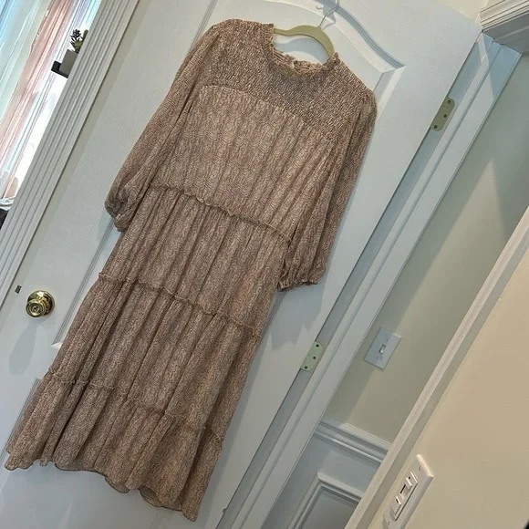 chinese dress ladies LONG CAMEL DRESS WITH CAPE